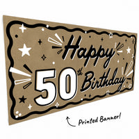 Close-up of hand painted style 50th birthday banner