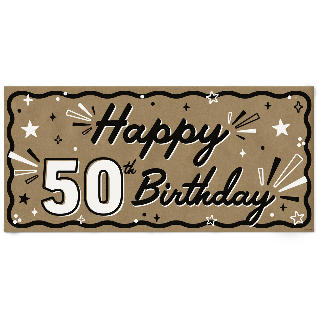 Happy 50th Birthday kraft paper banner backdrop