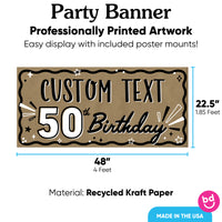 50th birthday banner with included mounting squares