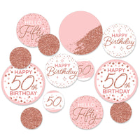 Adult 50th Birthday - Gold - Birthday Party Giant Circle Confetti - Birthday Party Decorations - Large Confetti 27 Count