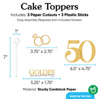 50th Wedding Anniversary Cake Topper - 3 Pc