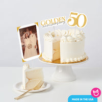 Custom Photo 50th Wedding Anniversary Cake Topper - 3 Pc
