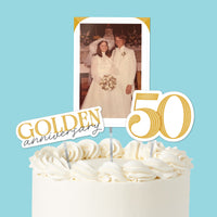 Custom Photo 50th Wedding Anniversary Cake Topper - 3 Pc