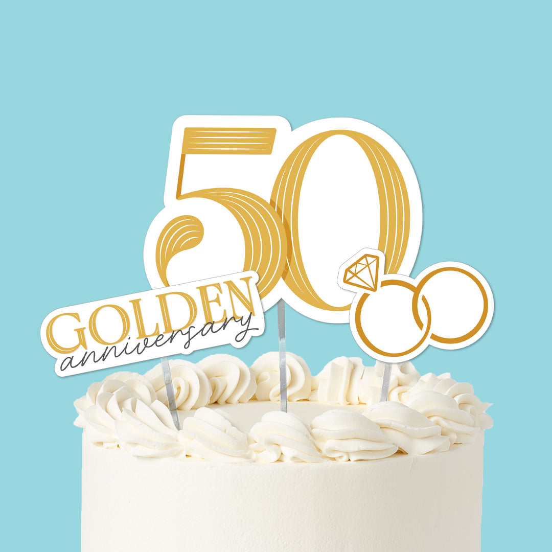 50th Wedding Anniversary Cake Topper - 3 Pc