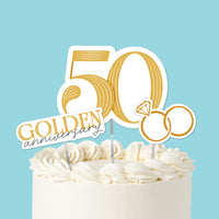 50th Wedding Anniversary Cake Topper - 3 Pc