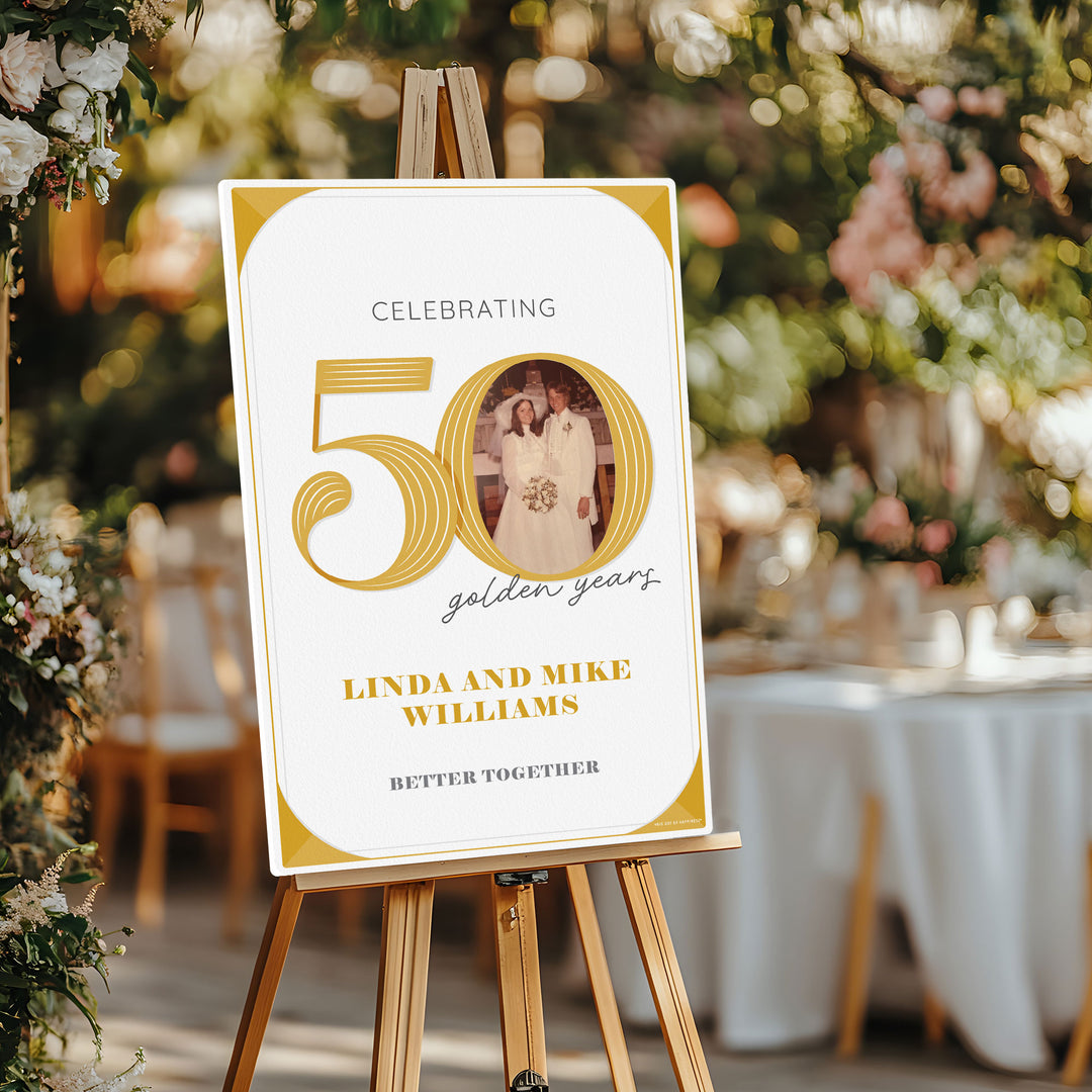 Personalized Photo 50th Wedding Anniversary Welcome Sign (Select Your Size)