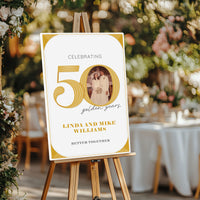 Personalized Photo 50th Wedding Anniversary Welcome Sign (Select Your Size)