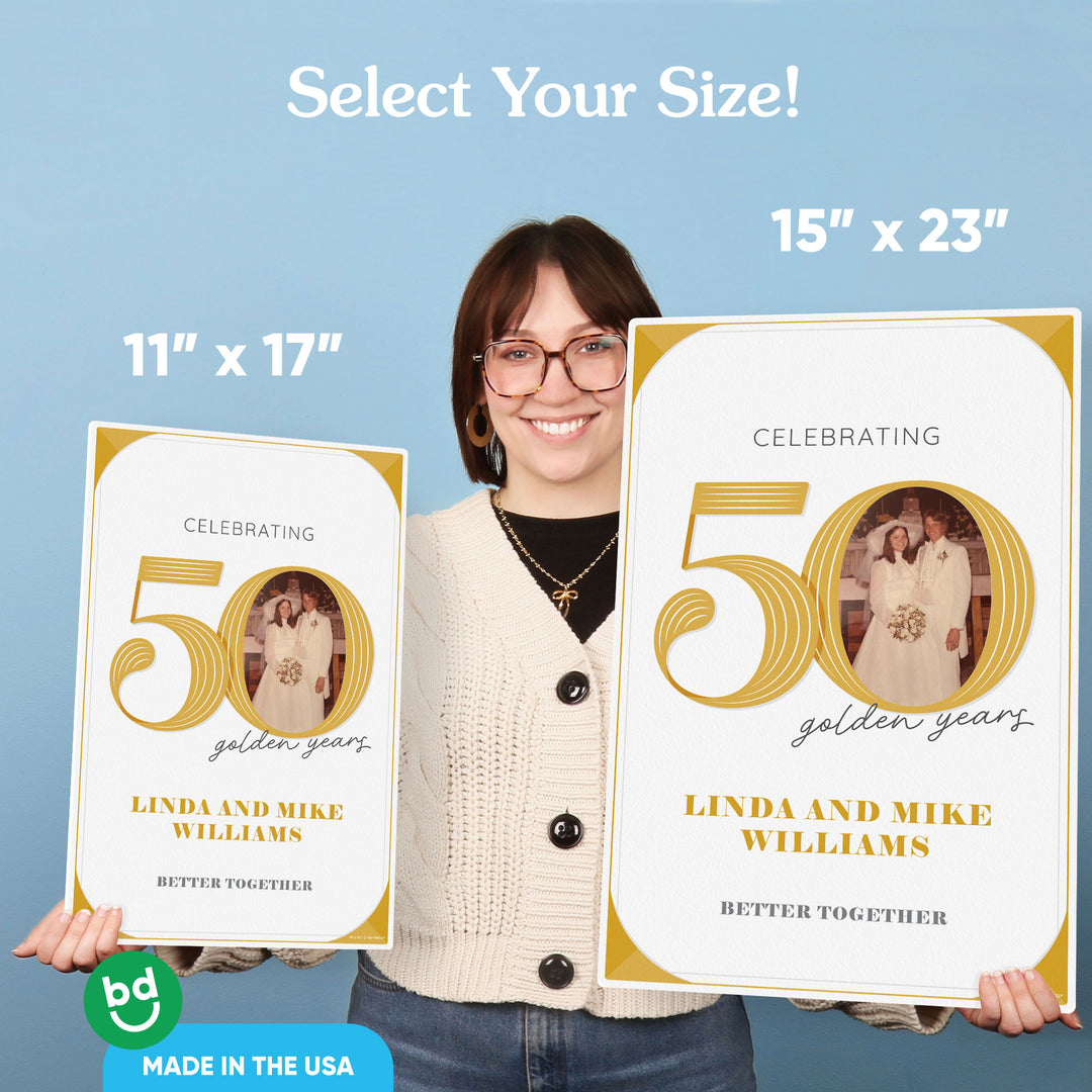Personalized Photo 50th Wedding Anniversary Welcome Sign (Select Your Size)