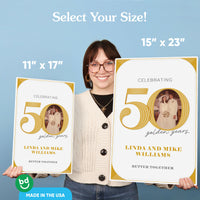 Personalized Photo 50th Wedding Anniversary Welcome Sign (Select Your Size)