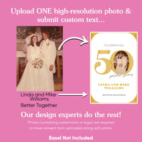Personalized Photo 50th Wedding Anniversary Welcome Sign (Select Your Size)