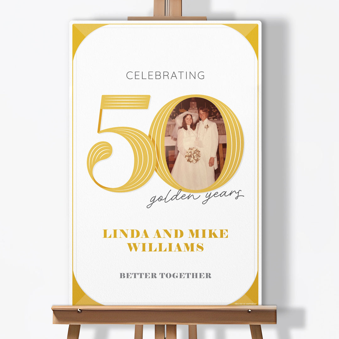 Personalized Photo 50th Wedding Anniversary Welcome Sign (Select Your Size)