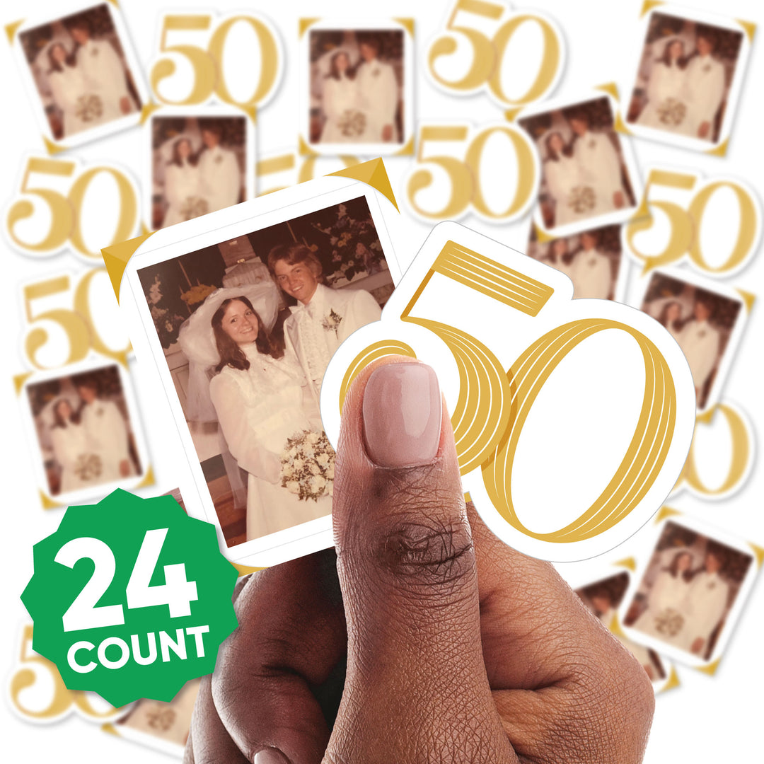 Custom Photo 50th Wedding Anniversary Treat Picks - 24 Ct