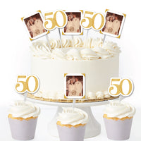 Custom Photo 50th Wedding Anniversary Treat Picks - 24 Ct