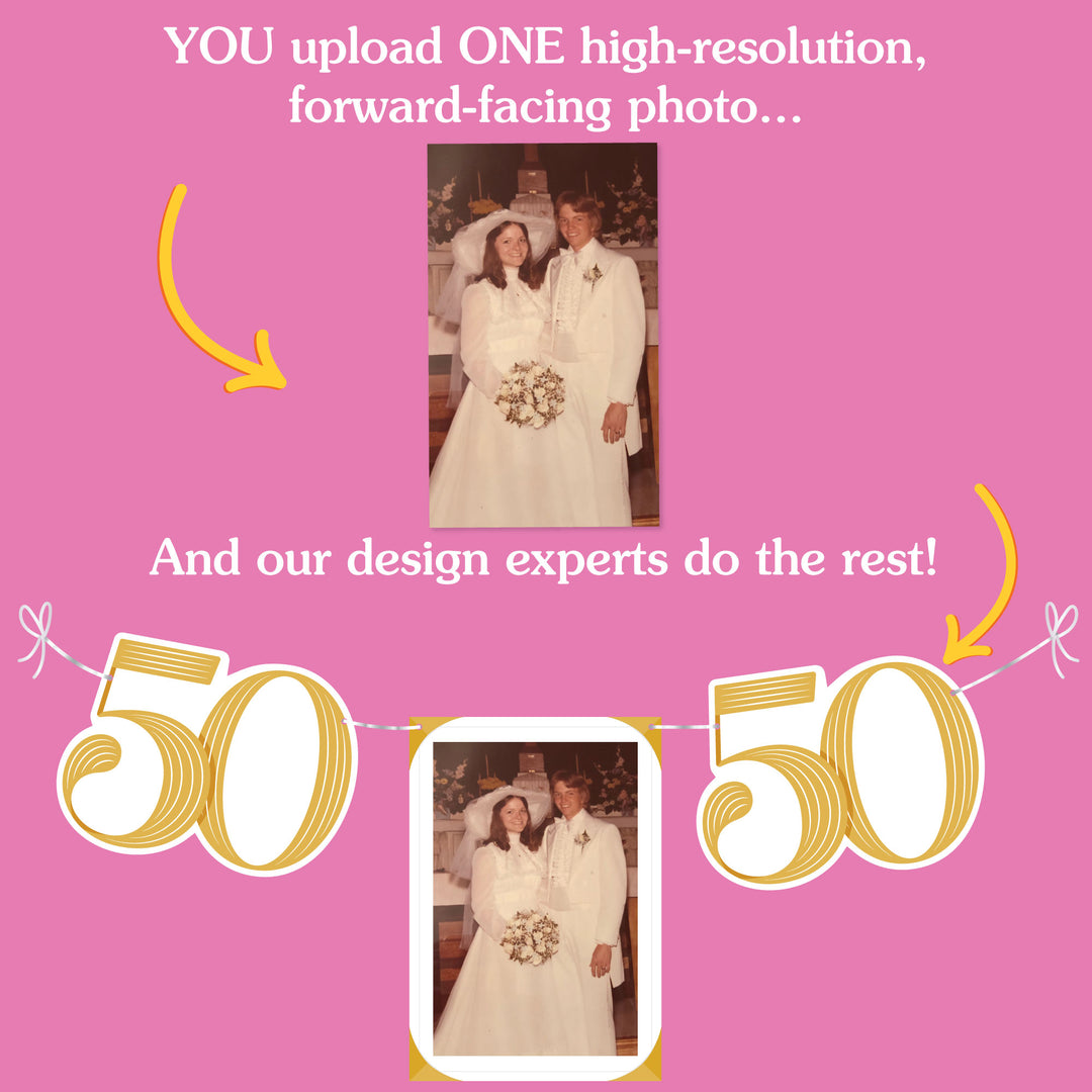 Custom Photo Garland Banner - 50th Wedding Anniversary