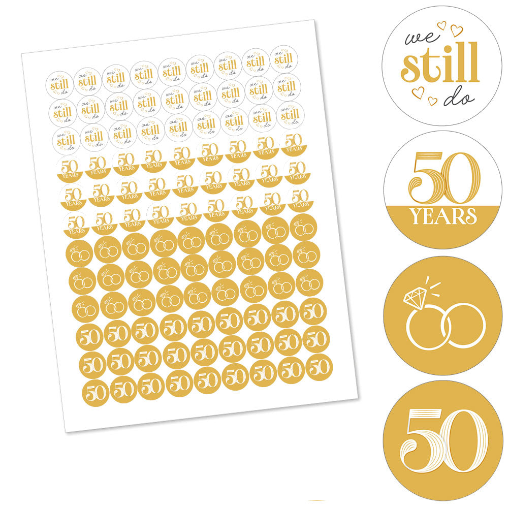 50th Wedding Anniversary Candy Stickers - 1 Sheet of 108
