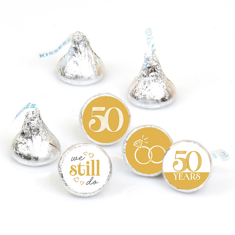 50th Wedding Anniversary Candy Stickers - 1 Sheet of 108