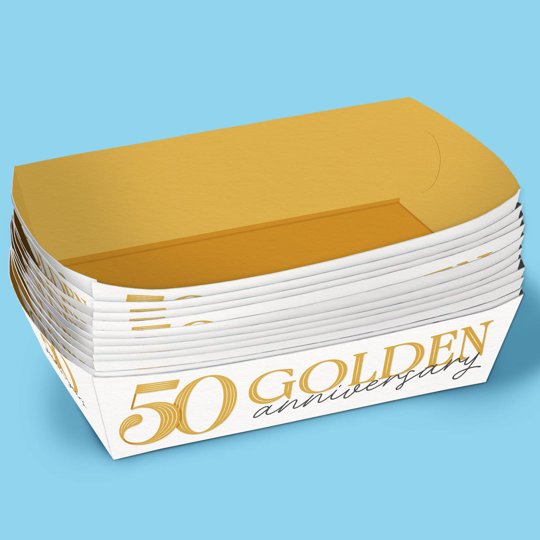 50th Wedding Anniversary Paper Food Trays - 12 Ct