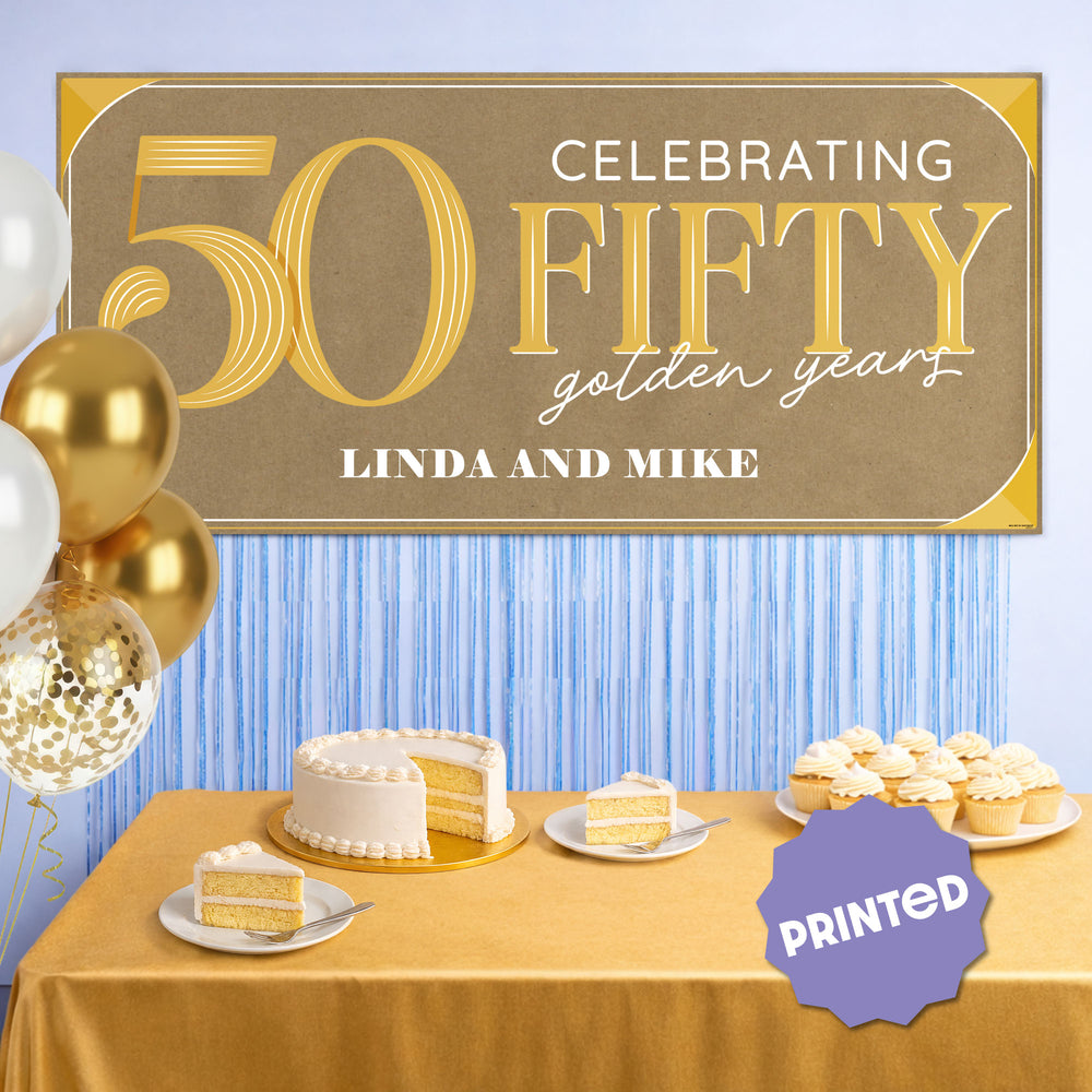 Custom Text 50th Wedding Anniversary Kraft Banner