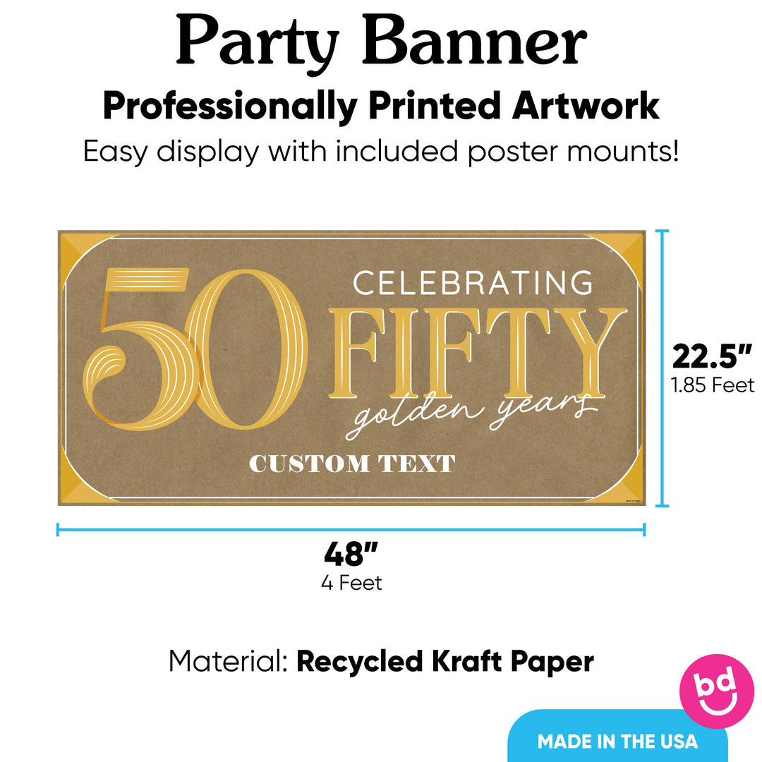 Custom Text 50th Wedding Anniversary Kraft Banner