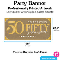Custom Text 50th Wedding Anniversary Kraft Banner