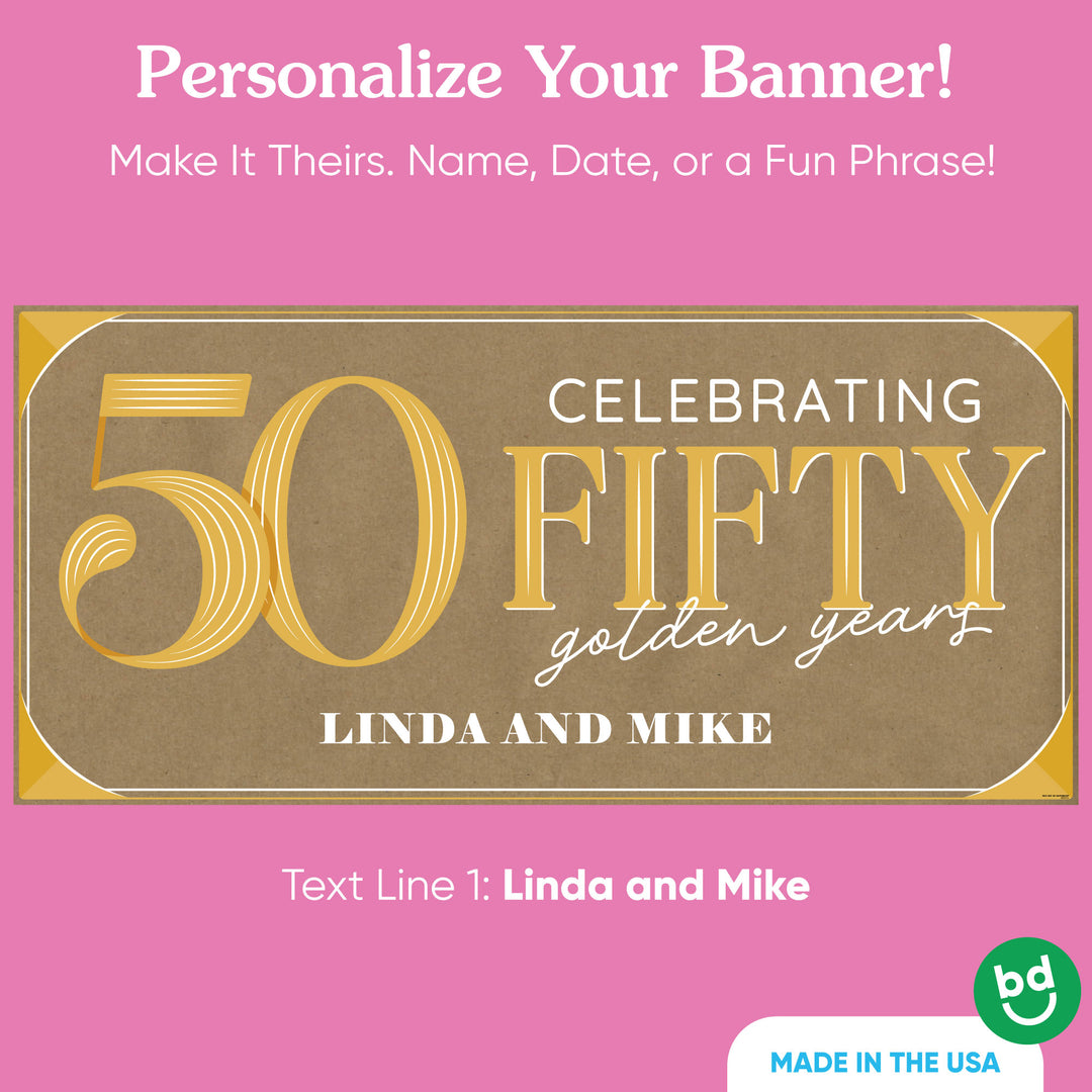 Custom Text 50th Wedding Anniversary Kraft Banner