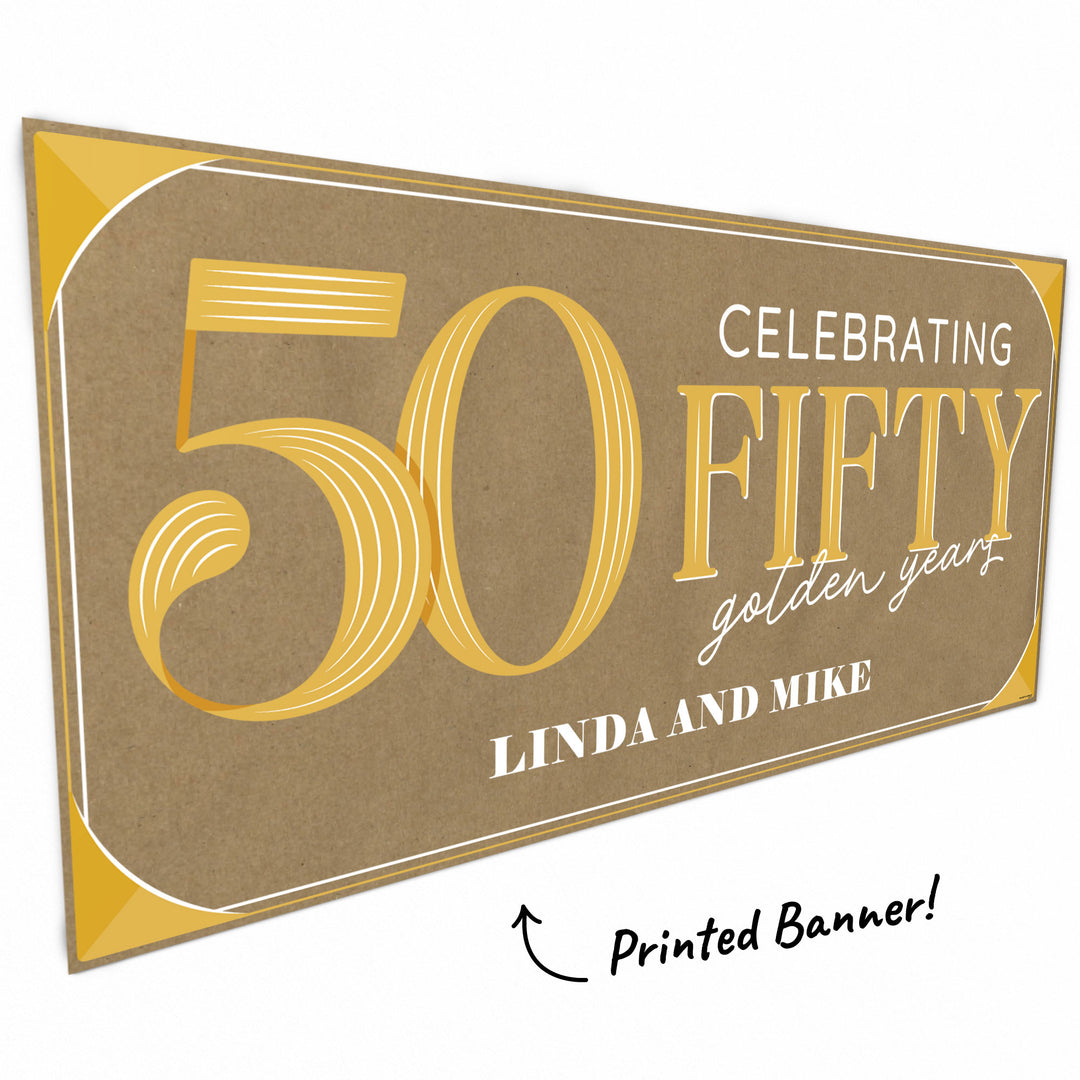 Custom Text 50th Wedding Anniversary Kraft Banner