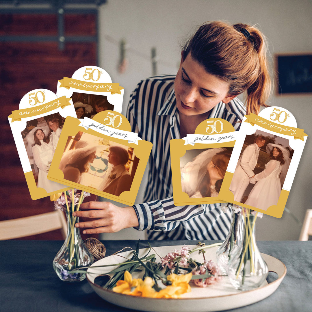 50th Wedding Anniversary Photo Table Toppers - 15 Pc