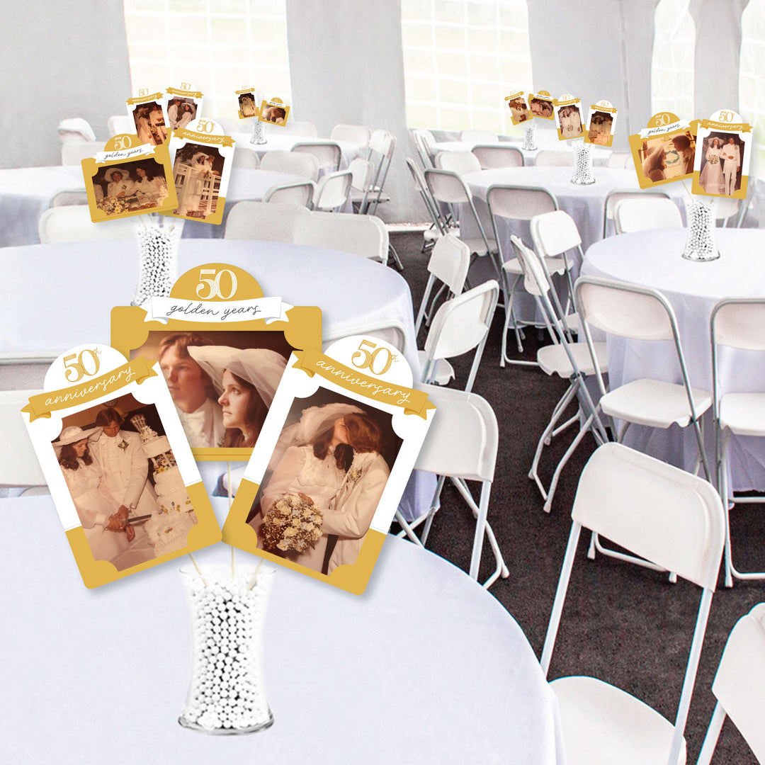 50th Wedding Anniversary Photo Table Toppers - 15 Pc
