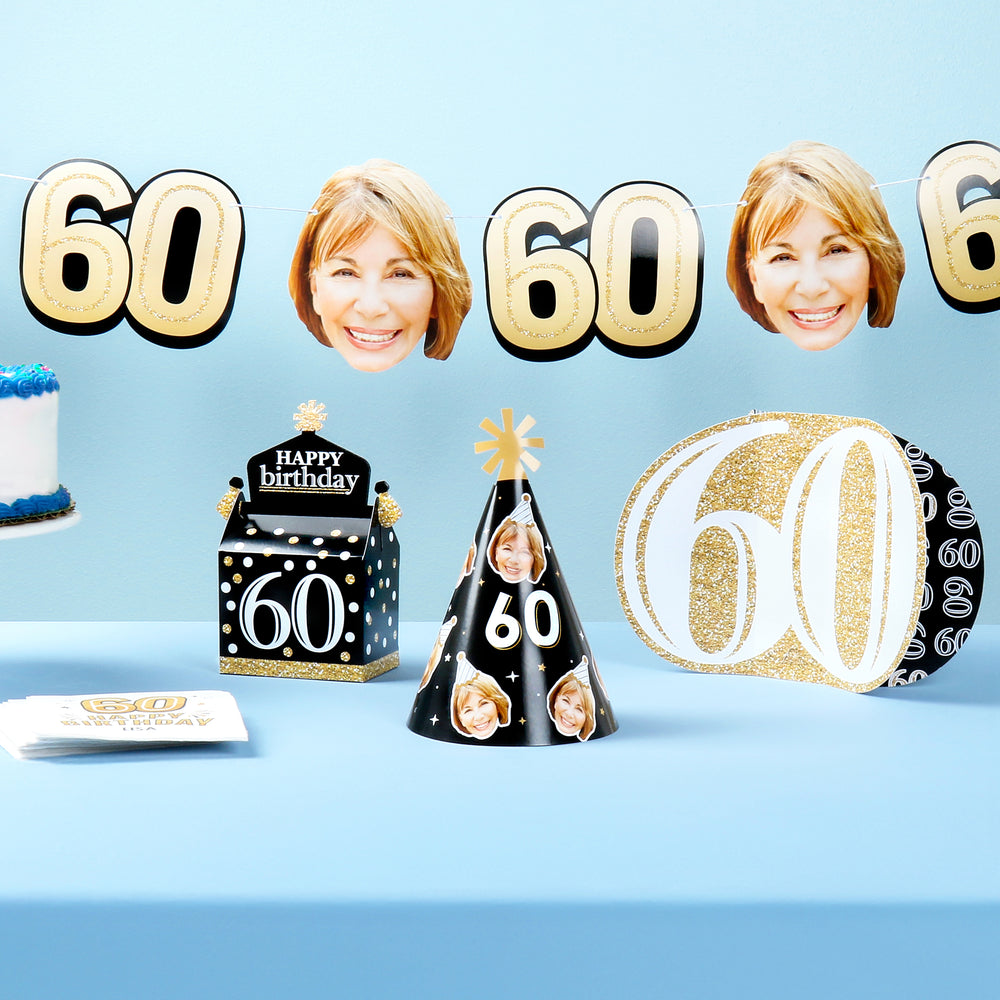 Custom Face 60th Birthday Garland Banner