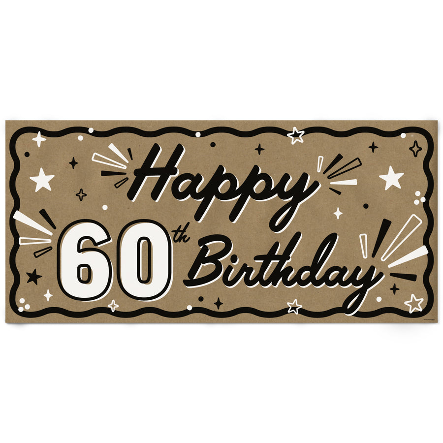 Happy 60th Birthday kraft paper banner backdrop