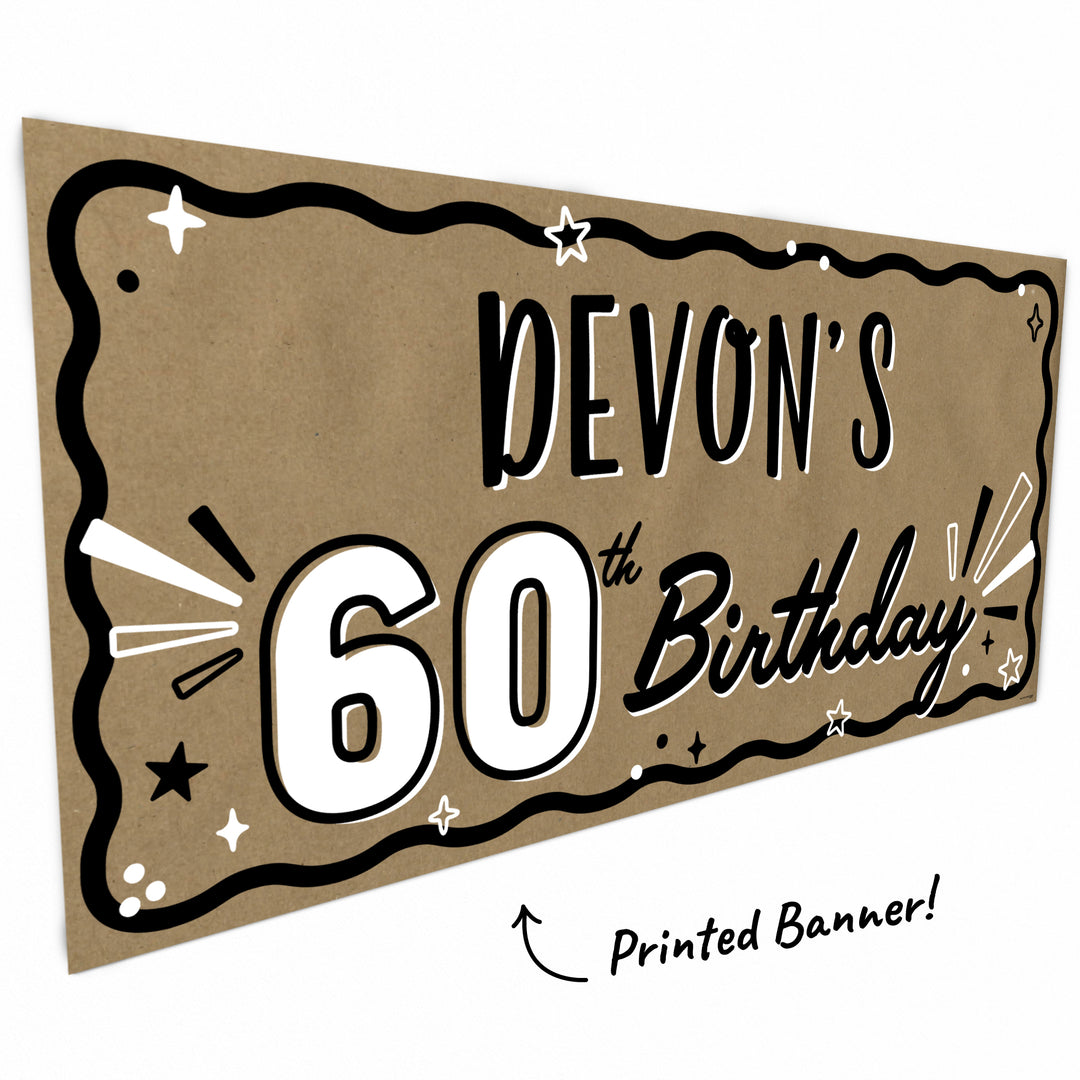 Bold 60th and script Birthday artwork close-up