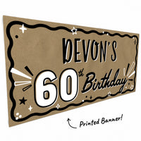Bold 60th and script Birthday artwork close-up