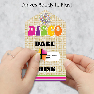 70’s Disco - 1970s Disco Fever Party Game Pickle Cards - Dare, Drink, Think Pull Tabs - Set of 12