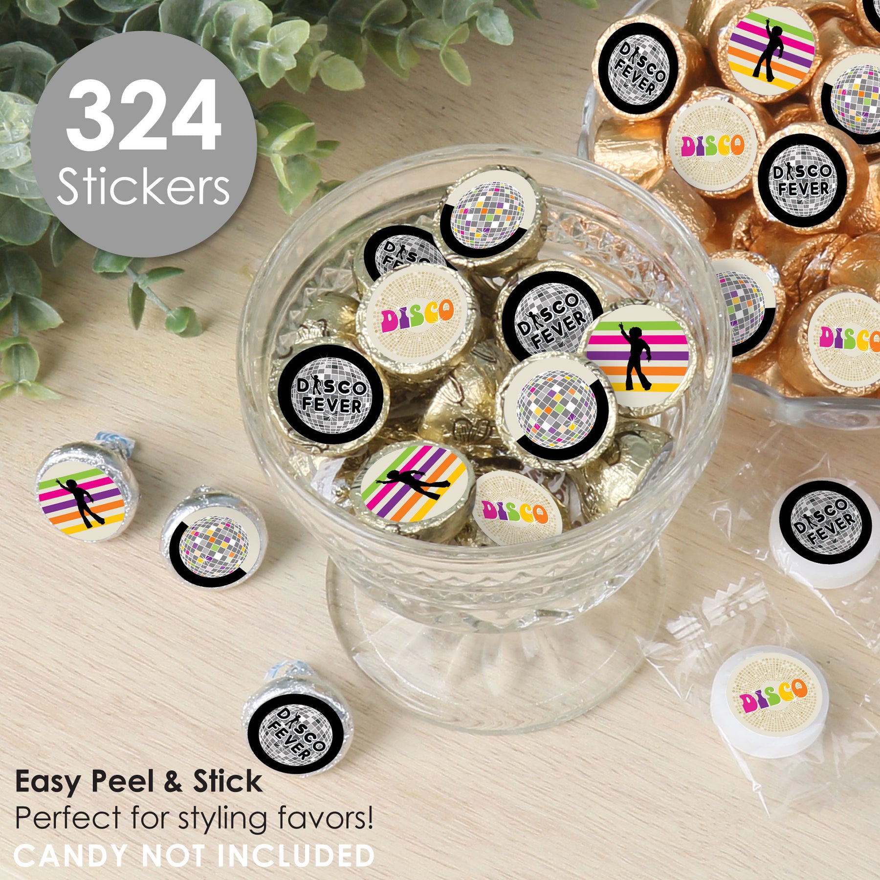 70's Disco - 1970s Disco Fever Party Small Round Candy Stickers
