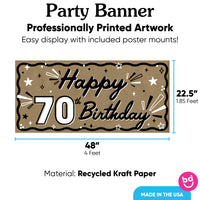 Happy 70th Birthday banner with poster mounts
