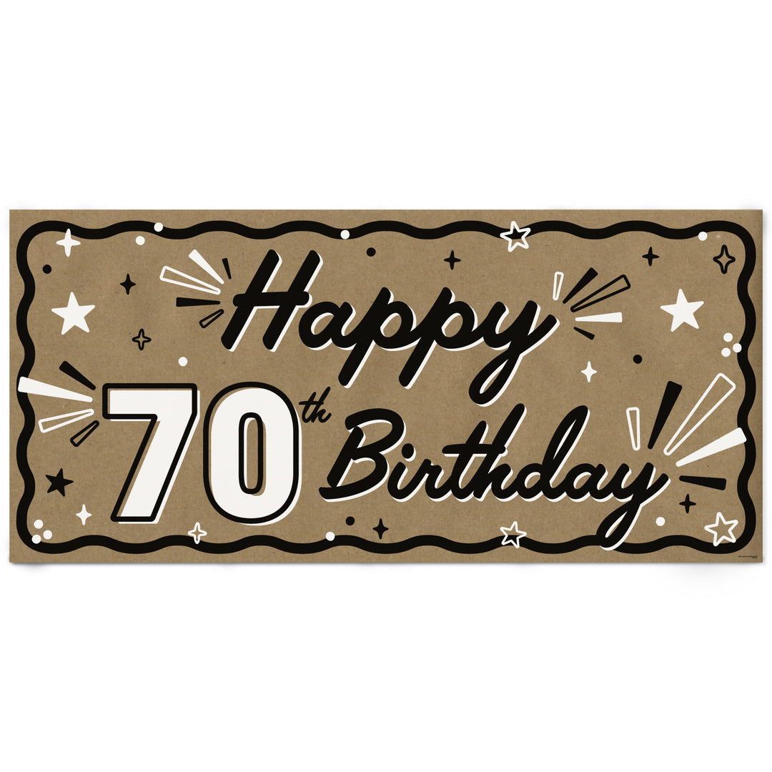 Happy 70th Birthday kraft paper banner wall decor