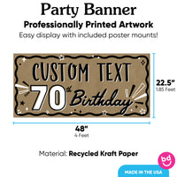 70th birthday banner with mounting squares included