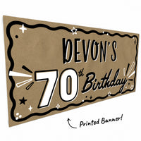 70th Birthday script design on recycled kraft paper