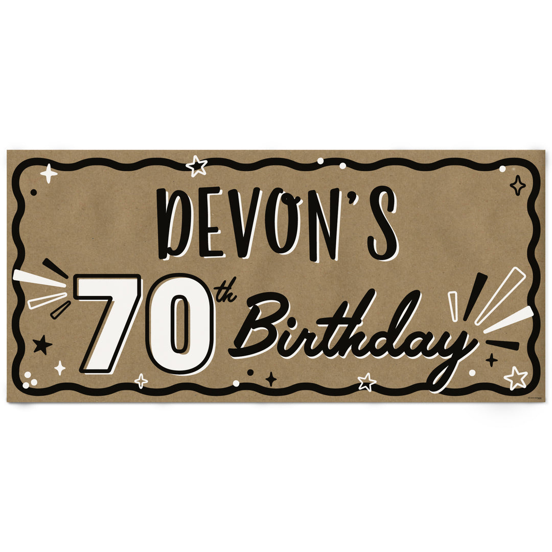 Personalized 70th birthday kraft paper banner