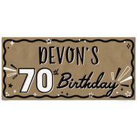 Personalized 70th birthday kraft paper banner