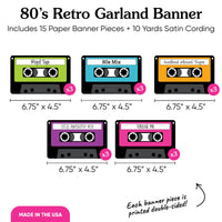 80's Retro Garland Banner - 15 Pc