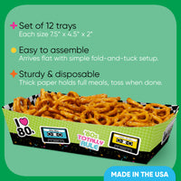 80s Retro Paper Food Trays - 12 Ct