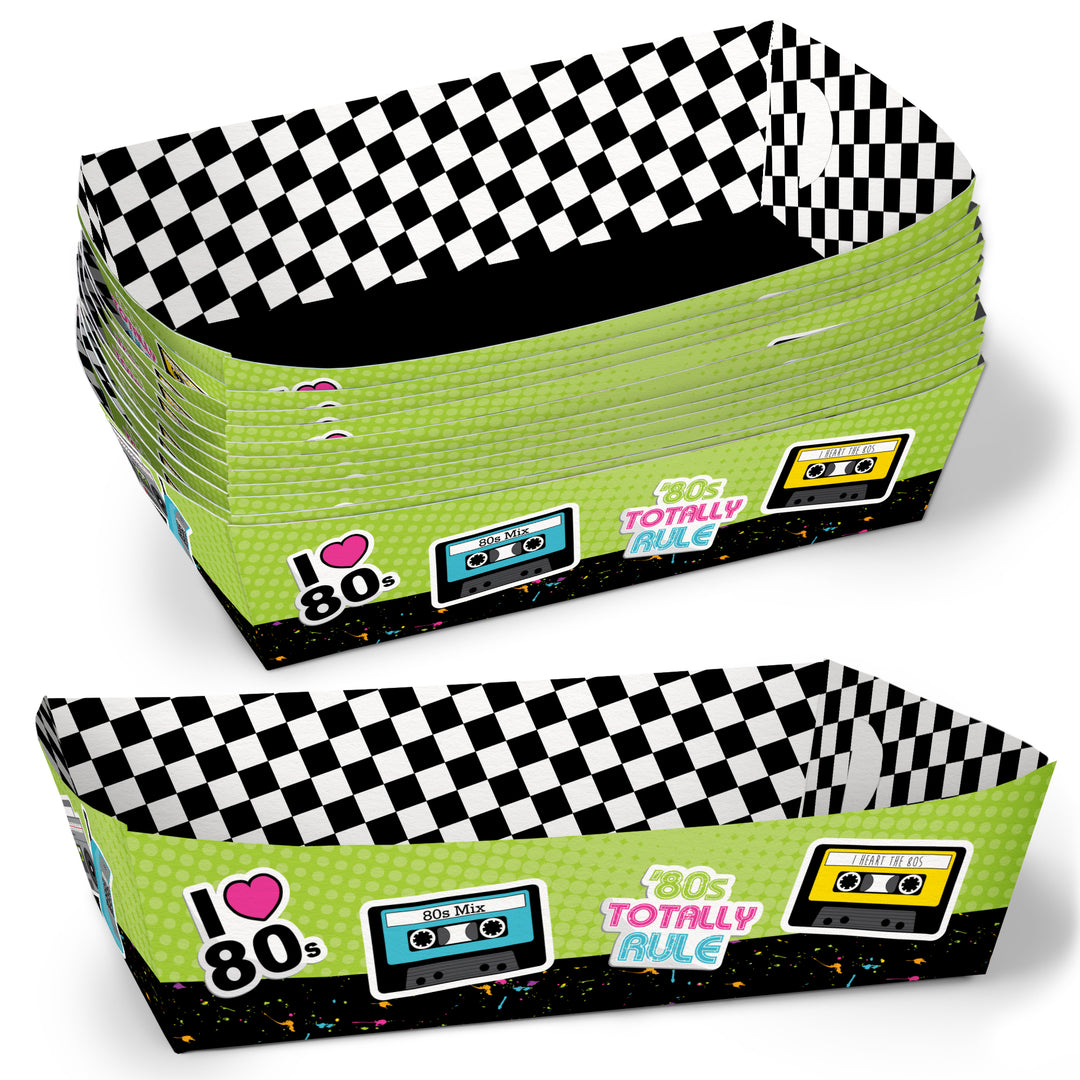 80s Retro Paper Food Trays - 12 Ct