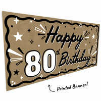 Close-up of hand painted style 80th birthday banner