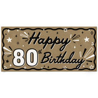 Happy 80th Birthday kraft paper banner party backdrop