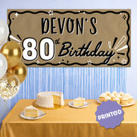 80th birthday dessert table backdrop display