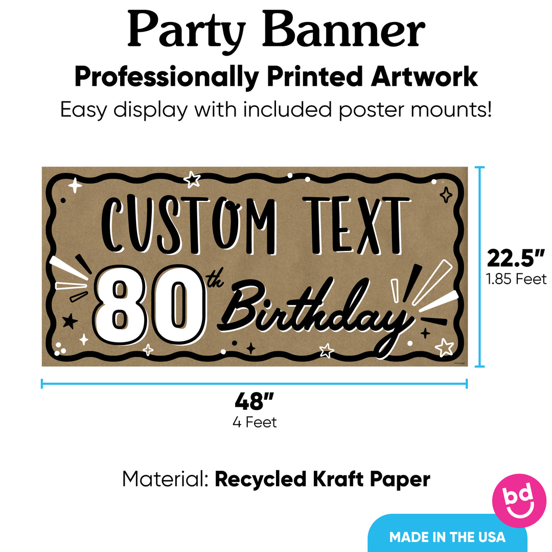 80th birthday banner with included poster mounts
