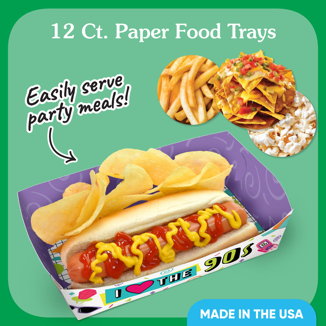 90s Throwback Paper Food Trays - 12 Ct