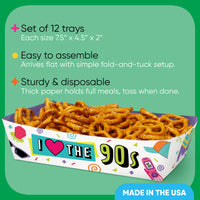 90s Throwback Paper Food Trays - 12 Ct