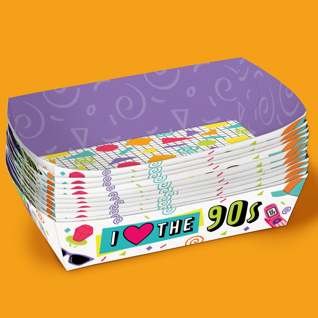 90s Throwback Paper Food Trays - 12 Ct